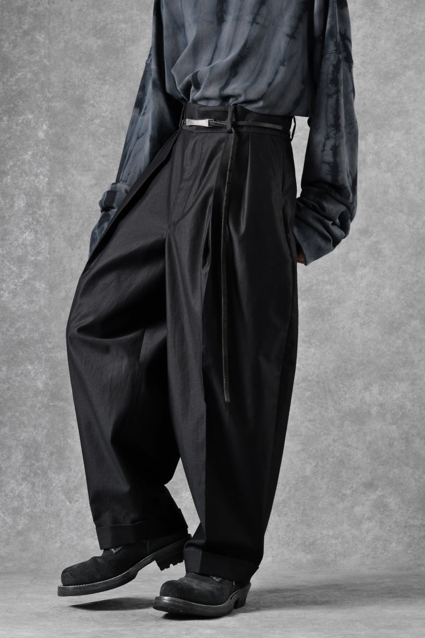 atelier AMBER COTTON SATIN TAPERED WIDE PANTS (black)