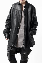画像をギャラリービューアに読み込む, A.F ARTEFACT SNAPPED COCOON SHIRT-JACKET / SOFT GOAT LEATHER (BLACK)