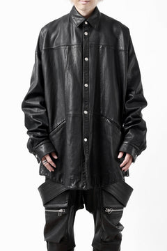 画像をギャラリービューアに読み込む, A.F ARTEFACT SNAPPED COCOON SHIRT-JACKET / SOFT GOAT LEATHER (BLACK)