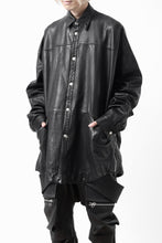画像をギャラリービューアに読み込む, A.F ARTEFACT SNAPPED COCOON SHIRT-JACKET / SOFT GOAT LEATHER (BLACK)