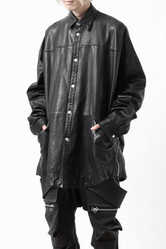 画像をギャラリービューアに読み込む, A.F ARTEFACT SNAPPED COCOON SHIRT-JACKET / SOFT GOAT LEATHER (BLACK)