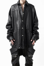 画像をギャラリービューアに読み込む, A.F ARTEFACT SNAPPED COCOON SHIRT-JACKET / SOFT GOAT LEATHER (BLACK)