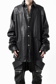 画像をギャラリービューアに読み込む, A.F ARTEFACT SNAPPED COCOON SHIRT-JACKET / SOFT GOAT LEATHER (BLACK)
