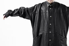 画像をギャラリービューアに読み込む, A.F ARTEFACT SNAPPED COCOON SHIRT-JACKET / SOFT GOAT LEATHER (BLACK)