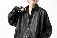画像をギャラリービューアに読み込む, A.F ARTEFACT SNAPPED COCOON SHIRT-JACKET / SOFT GOAT LEATHER (BLACK)