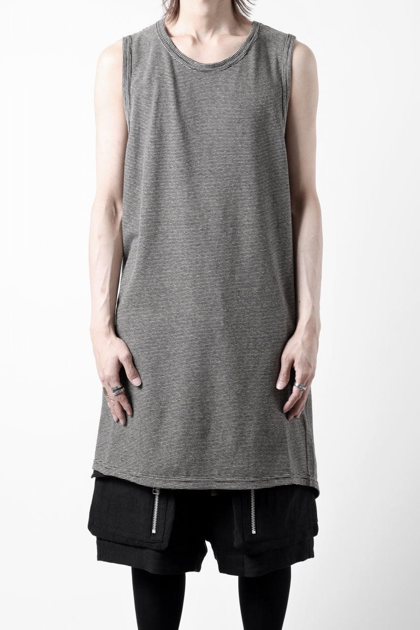 画像をギャラリービューアに読み込む, A.F ARTEFACT LOOSEY LONG TANK TOP / MICRO STRIPE JERSEY (BLACK x IVORY)