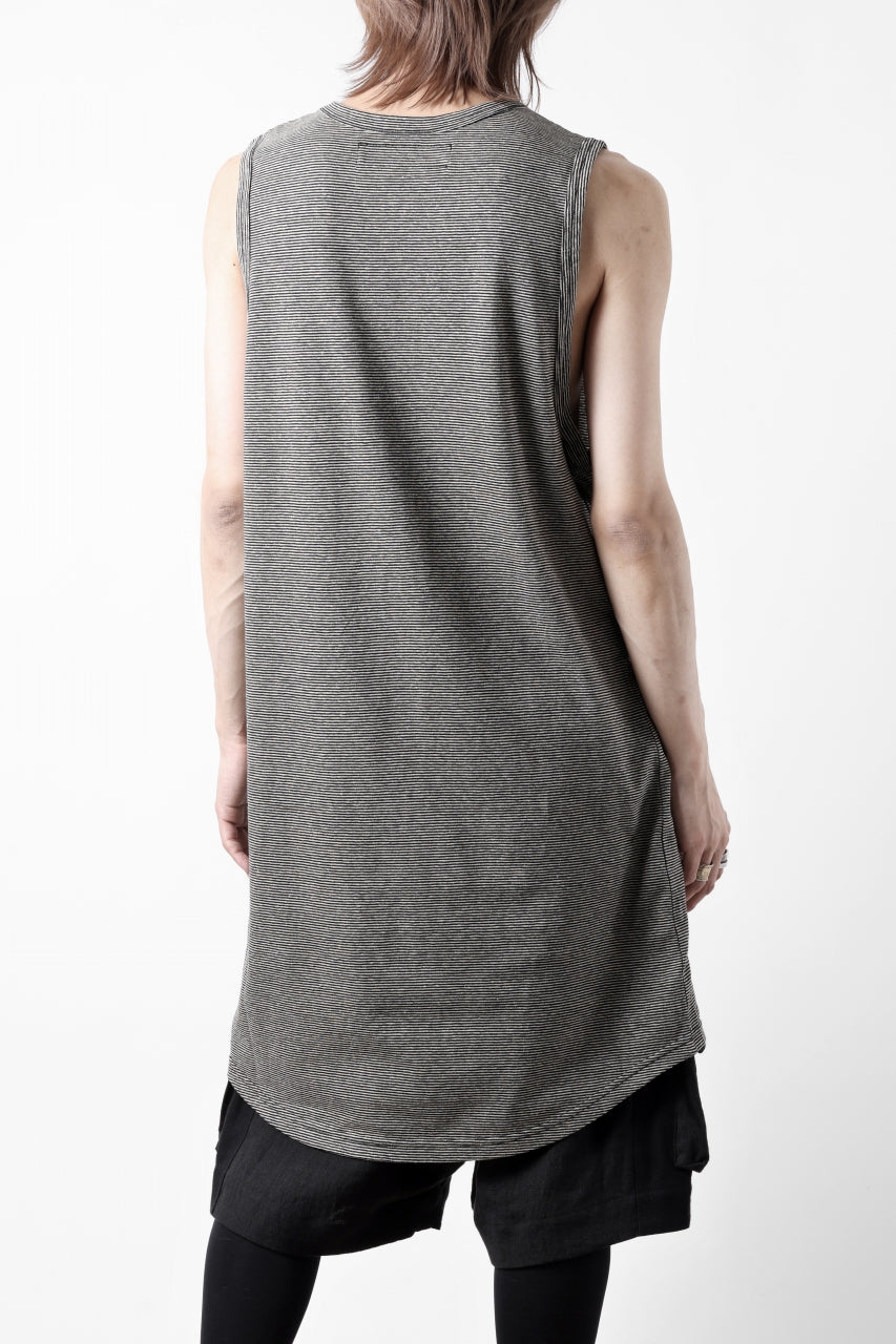 画像をギャラリービューアに読み込む, A.F ARTEFACT LOOSEY LONG TANK TOP / MICRO STRIPE JERSEY (BLACK x IVORY)