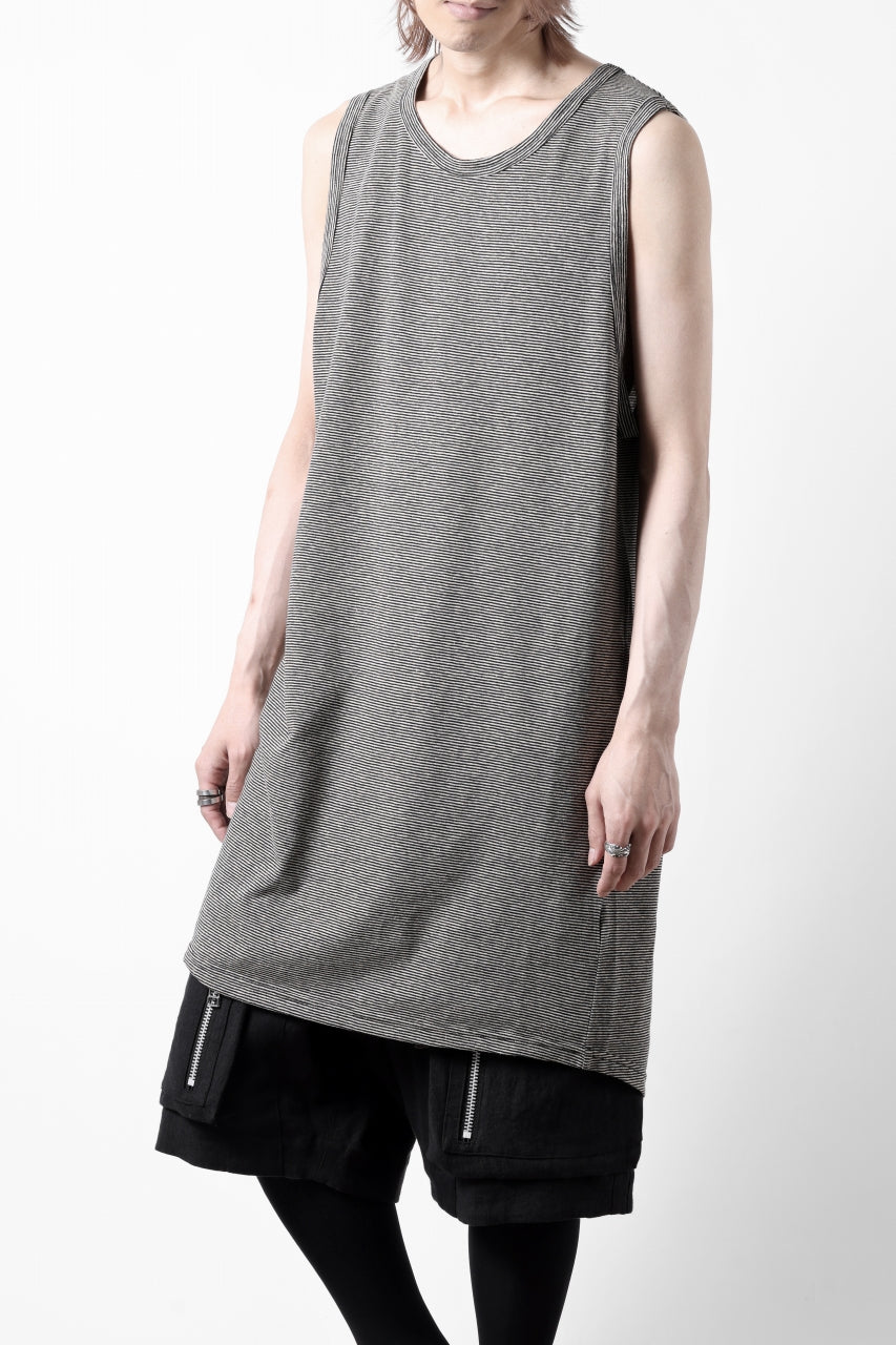 画像をギャラリービューアに読み込む, A.F ARTEFACT LOOSEY LONG TANK TOP / MICRO STRIPE JERSEY (BLACK x IVORY)