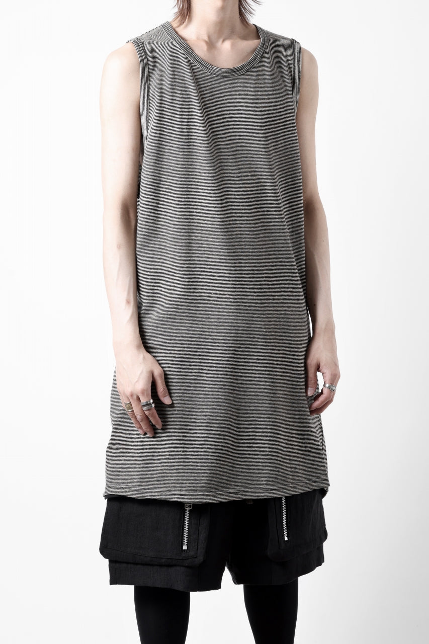 画像をギャラリービューアに読み込む, A.F ARTEFACT LOOSEY LONG TANK TOP / MICRO STRIPE JERSEY (BLACK x IVORY)