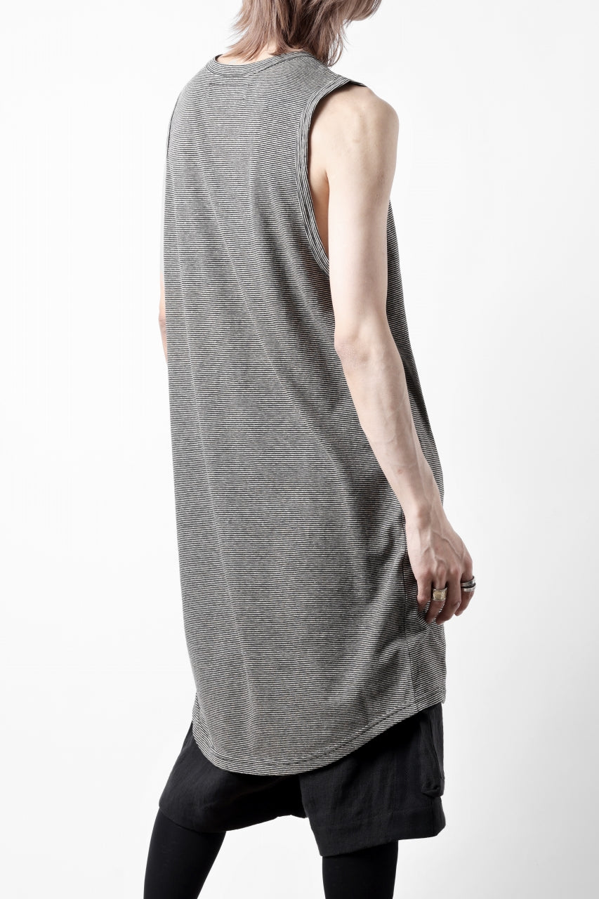 画像をギャラリービューアに読み込む, A.F ARTEFACT LOOSEY LONG TANK TOP / MICRO STRIPE JERSEY (BLACK x IVORY)