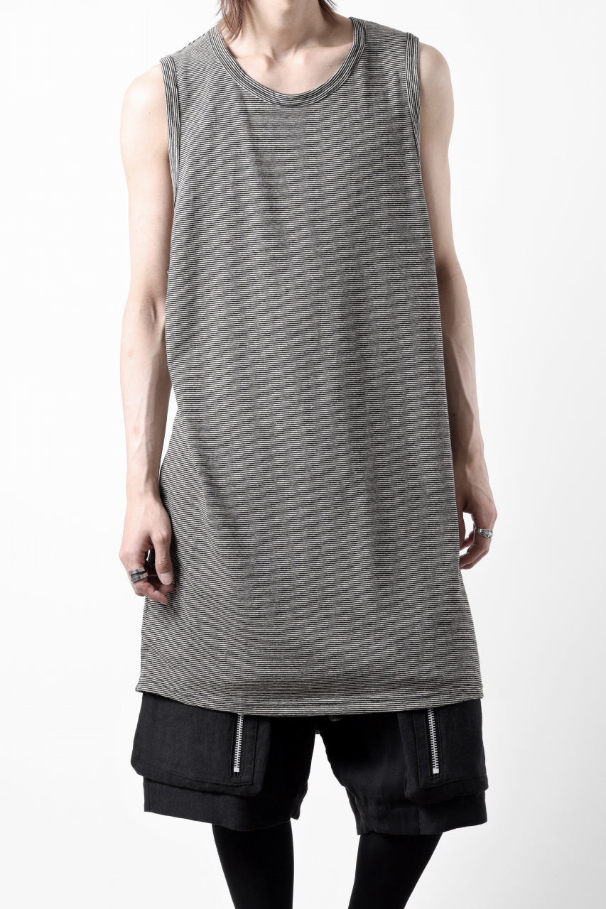 画像をギャラリービューアに読み込む, A.F ARTEFACT LOOSEY LONG TANK TOP / MICRO STRIPE JERSEY (BLACK x IVORY)