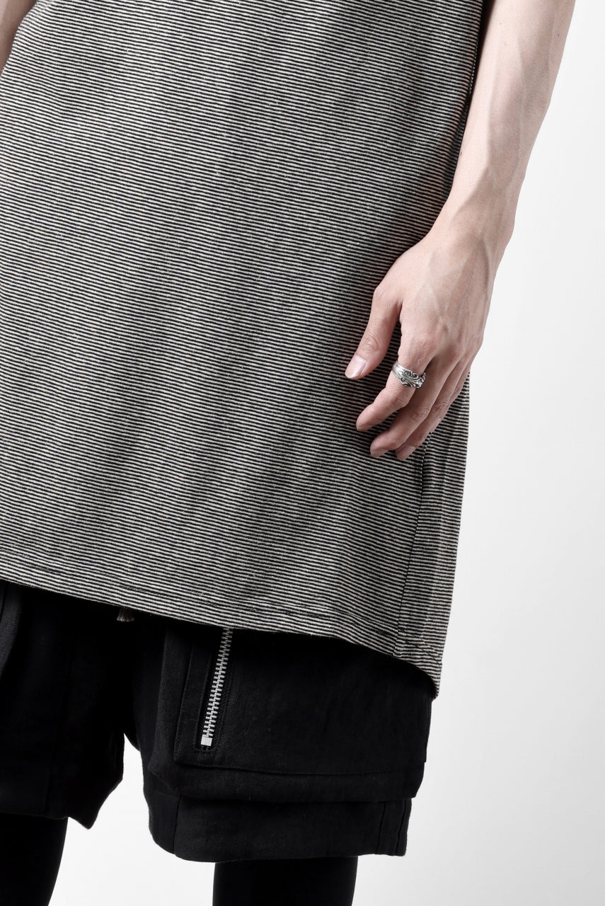 画像をギャラリービューアに読み込む, A.F ARTEFACT LOOSEY LONG TANK TOP / MICRO STRIPE JERSEY (BLACK x IVORY)