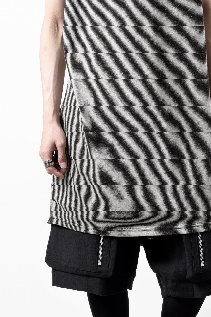 画像をギャラリービューアに読み込む, A.F ARTEFACT LOOSEY LONG TANK TOP / MICRO STRIPE JERSEY (BLACK x IVORY)