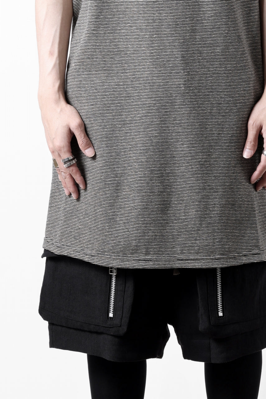 画像をギャラリービューアに読み込む, A.F ARTEFACT LOOSEY LONG TANK TOP / MICRO STRIPE JERSEY (BLACK x IVORY)