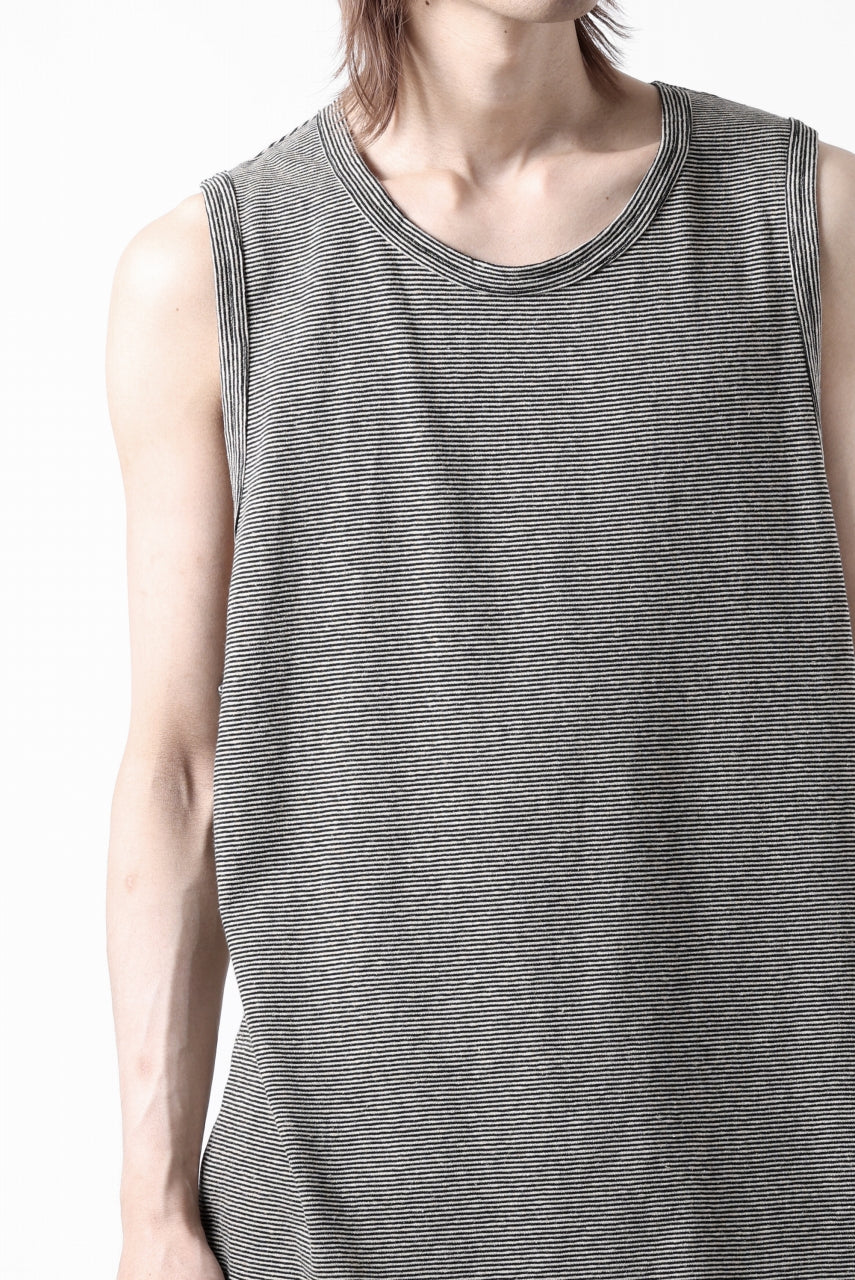 画像をギャラリービューアに読み込む, A.F ARTEFACT LOOSEY LONG TANK TOP / MICRO STRIPE JERSEY (BLACK x IVORY)