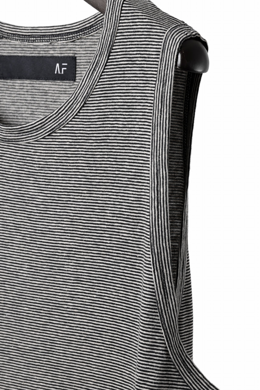 画像をギャラリービューアに読み込む, A.F ARTEFACT LOOSEY LONG TANK TOP / MICRO STRIPE JERSEY (BLACK x IVORY)