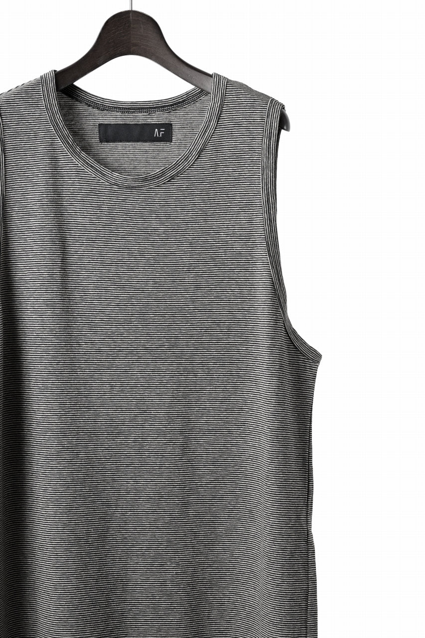 画像をギャラリービューアに読み込む, A.F ARTEFACT LOOSEY LONG TANK TOP / MICRO STRIPE JERSEY (BLACK x IVORY)