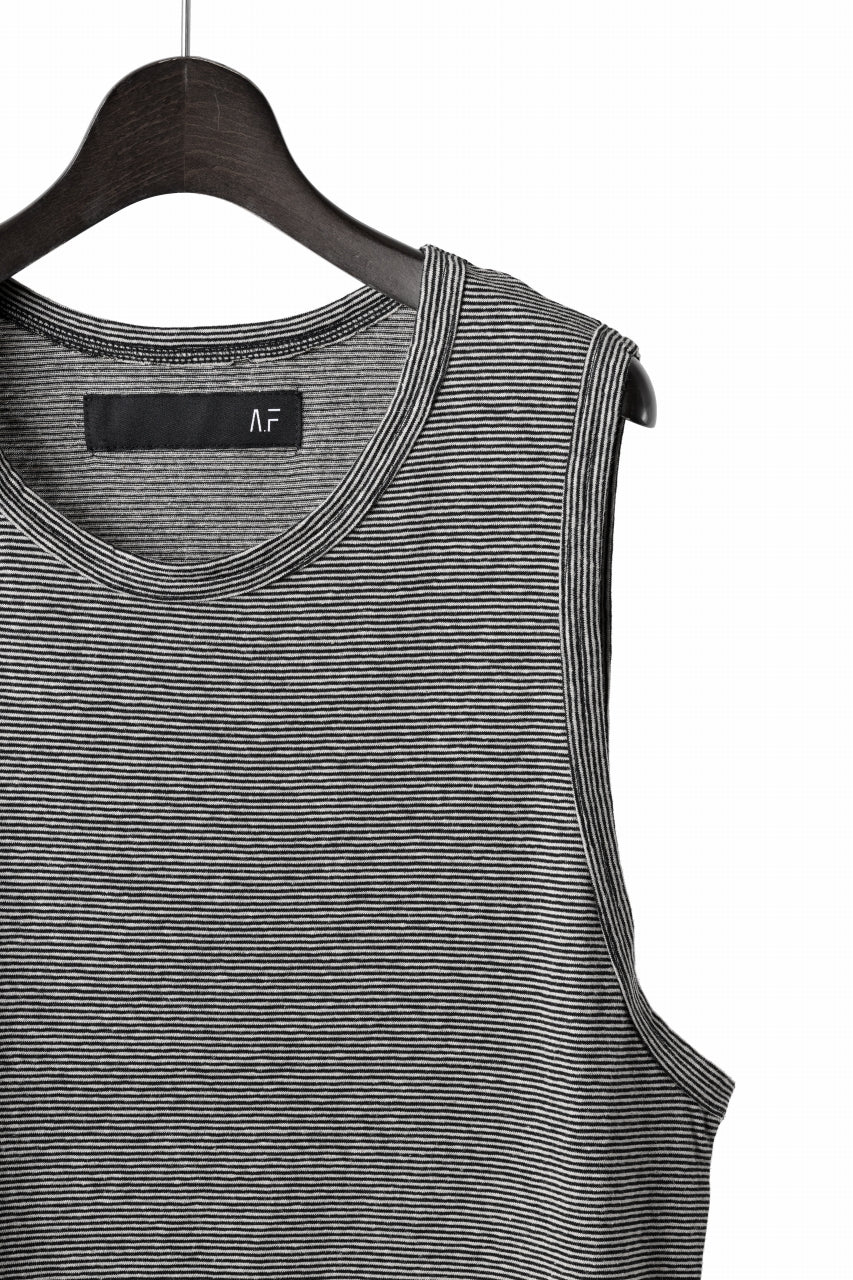 画像をギャラリービューアに読み込む, A.F ARTEFACT LOOSEY LONG TANK TOP / MICRO STRIPE JERSEY (BLACK x IVORY)