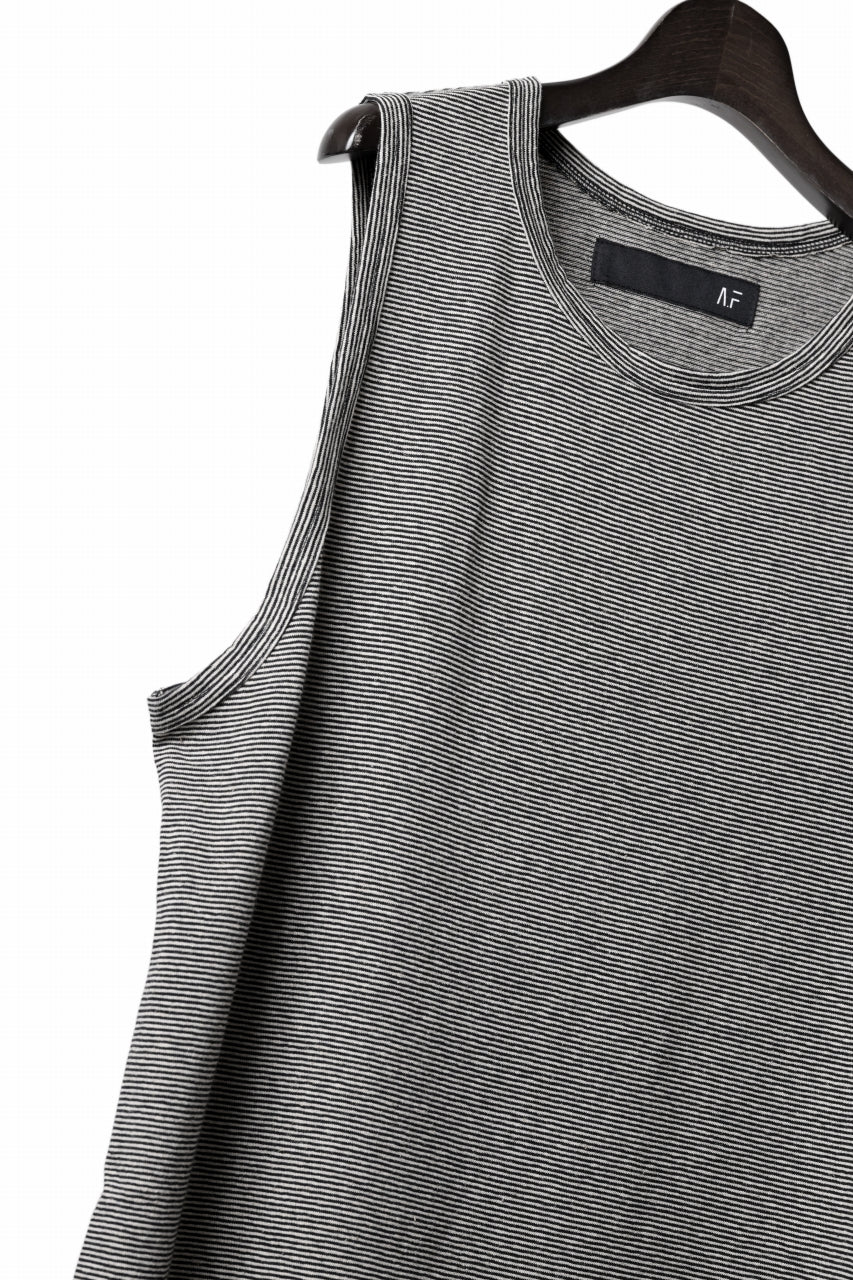 画像をギャラリービューアに読み込む, A.F ARTEFACT LOOSEY LONG TANK TOP / MICRO STRIPE JERSEY (BLACK x IVORY)