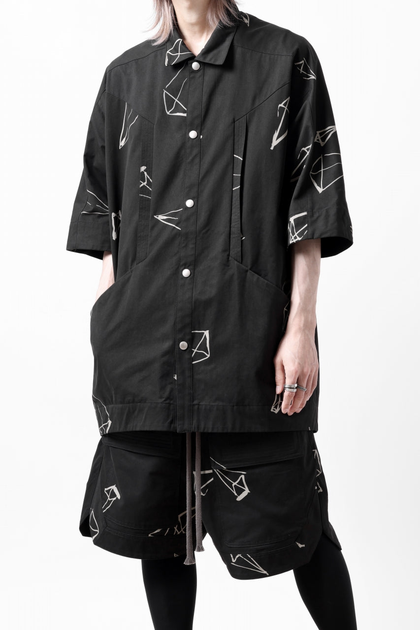 画像をギャラリービューアに読み込む, A.F ARTEFACT PYRA PATTERN PRINT H/S COVER-ALL SHIRT (BLACK)