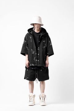 画像をギャラリービューアに読み込む, A.F ARTEFACT PYRA PATTERN PRINT H/S HOODIE SHIRT (BLACK)