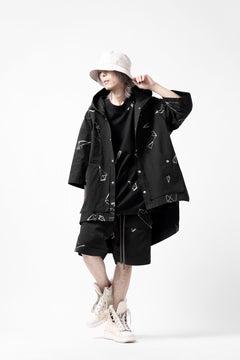 画像をギャラリービューアに読み込む, A.F ARTEFACT PYRA PATTERN PRINT H/S HOODIE SHIRT (BLACK)