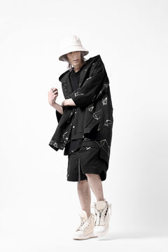 画像をギャラリービューアに読み込む, A.F ARTEFACT PYRA PATTERN PRINT H/S HOODIE SHIRT (BLACK)