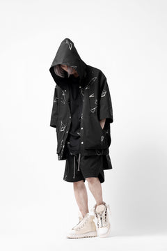 画像をギャラリービューアに読み込む, A.F ARTEFACT PYRA PATTERN PRINT H/S HOODIE SHIRT (BLACK)