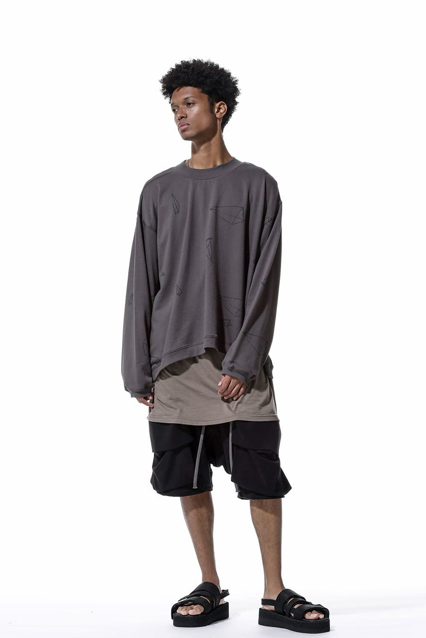 画像をギャラリービューアに読み込む, A.F ARTEFACT PYRA PATTERN PRINT CREW NECK TOPS (GREY)
