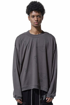 画像をギャラリービューアに読み込む, A.F ARTEFACT PYRA PATTERN PRINT CREW NECK TOPS (GREY)
