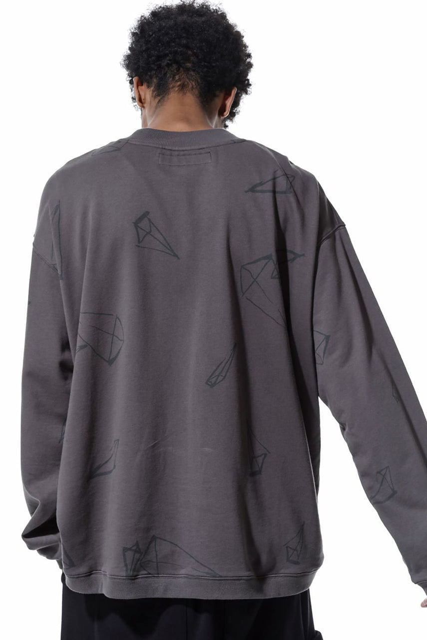 画像をギャラリービューアに読み込む, A.F ARTEFACT PYRA PATTERN PRINT CREW NECK TOPS (GREY)