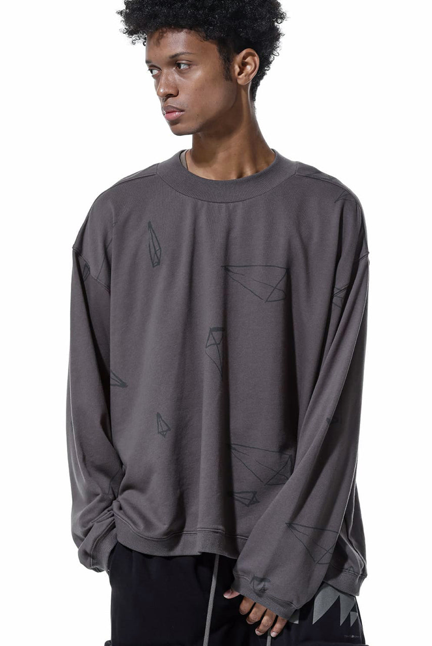 画像をギャラリービューアに読み込む, A.F ARTEFACT PYRA PATTERN PRINT CREW NECK TOPS (GREY)