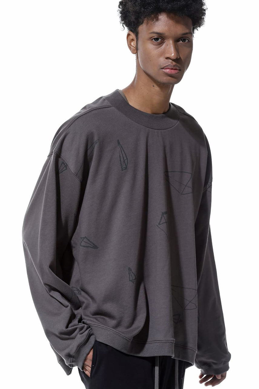 画像をギャラリービューアに読み込む, A.F ARTEFACT PYRA PATTERN PRINT CREW NECK TOPS (GREY)