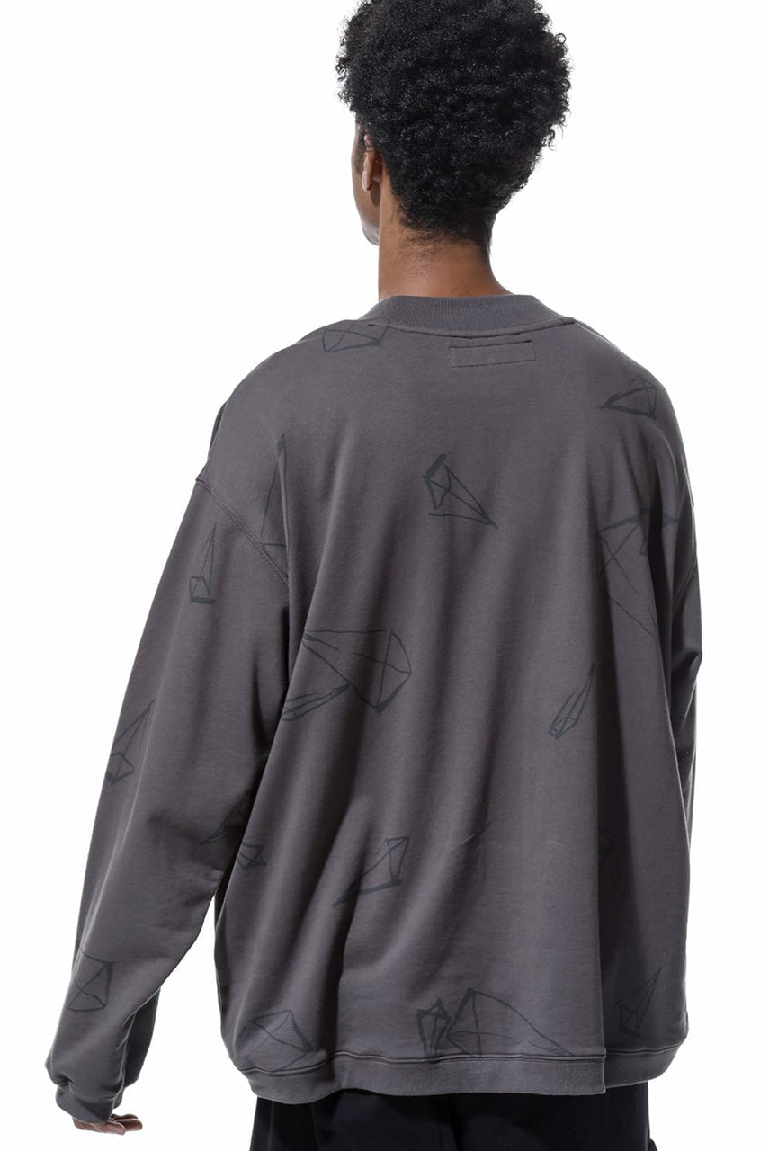 画像をギャラリービューアに読み込む, A.F ARTEFACT PYRA PATTERN PRINT CREW NECK TOPS (GREY)