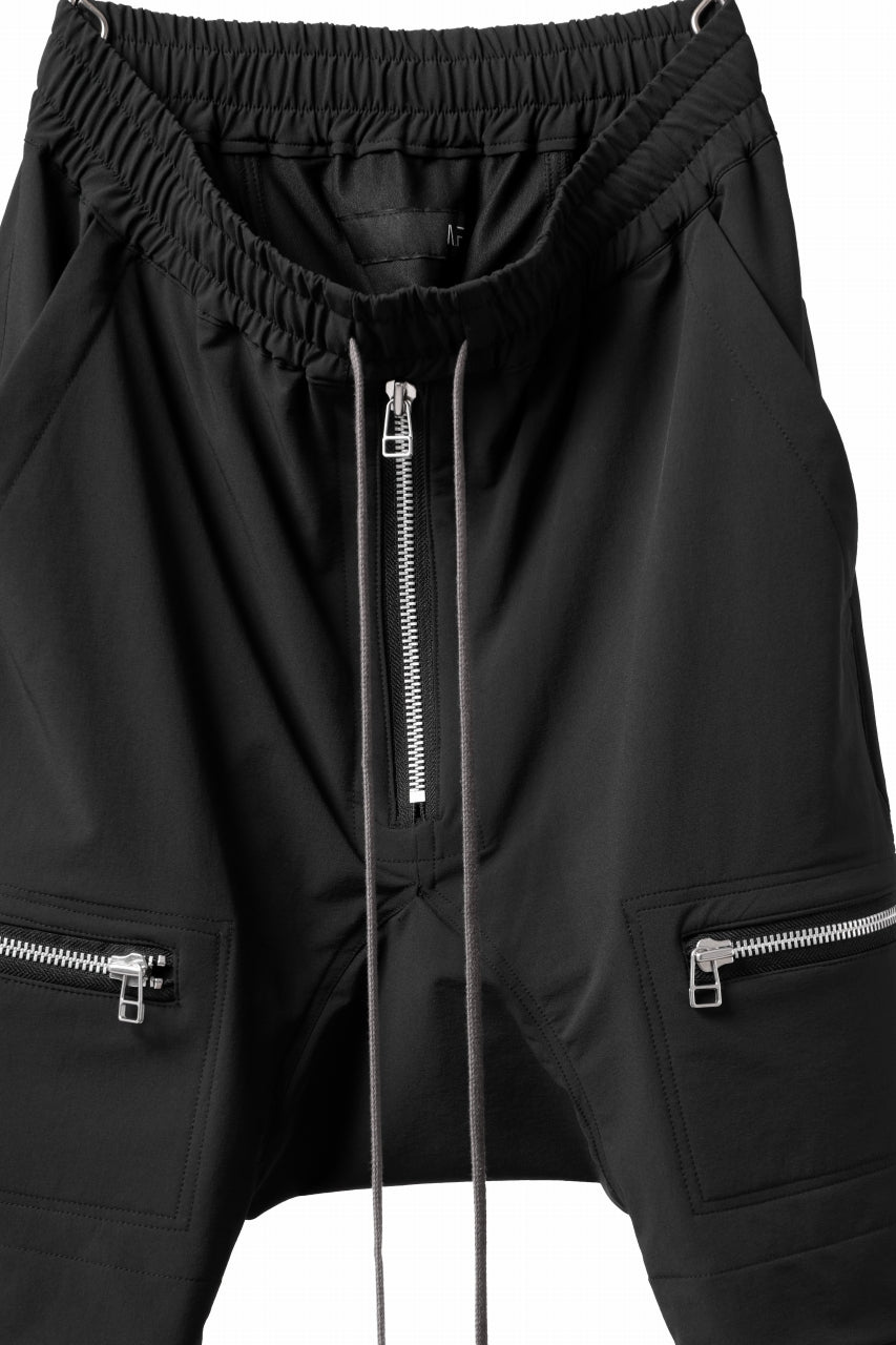 画像をギャラリービューアに読み込む, A.F ARTEFACT FRONT ZIP SARROUEL EASY PANTS / STRETCH NYLON (BLACK)