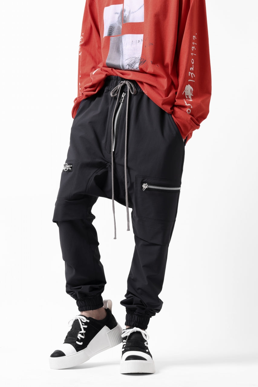 画像をギャラリービューアに読み込む, A.F ARTEFACT FRONT ZIP SARROUEL EASY PANTS / STRETCH NYLON (BLACK)