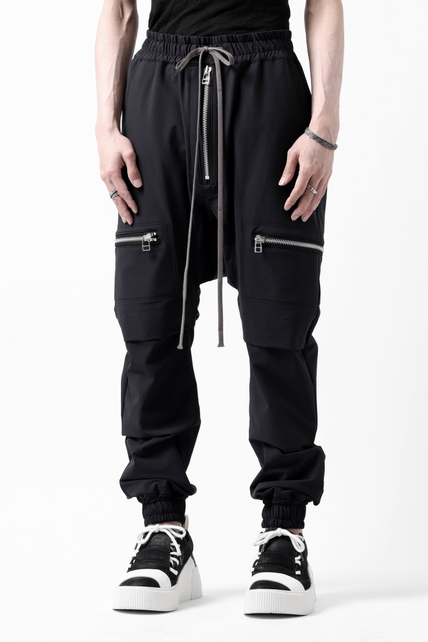 画像をギャラリービューアに読み込む, A.F ARTEFACT FRONT ZIP SARROUEL EASY PANTS / STRETCH NYLON (BLACK)