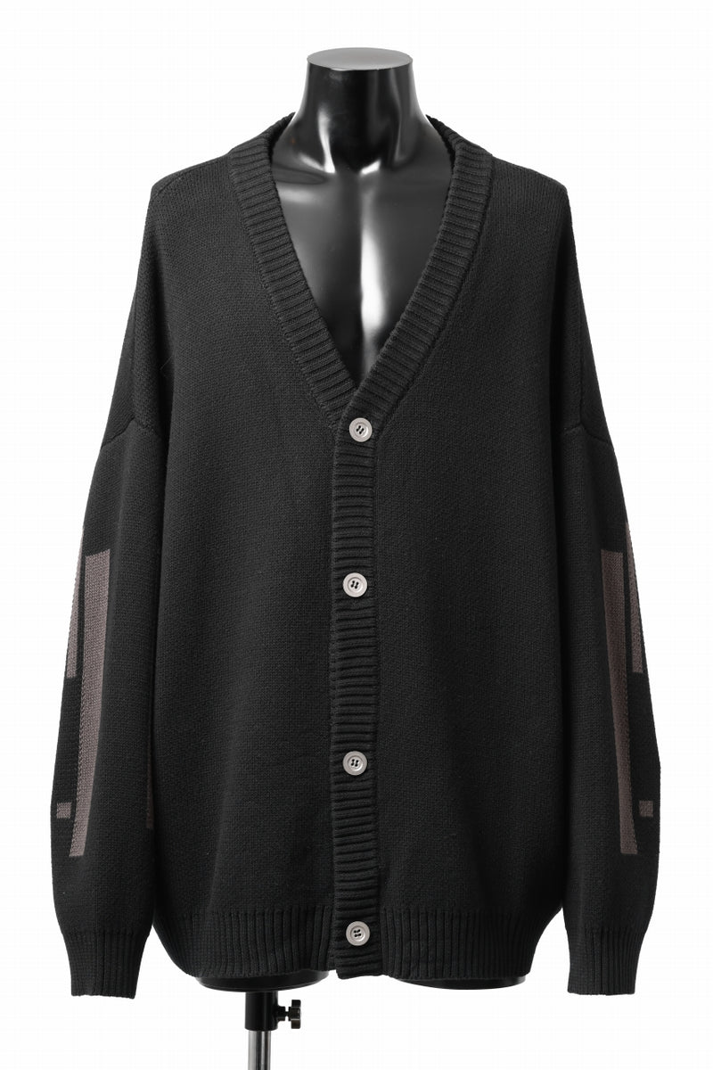 A.F ARTEFACT GEO PATTERN COTTON KNIT CARDIGAN / (BLACK x