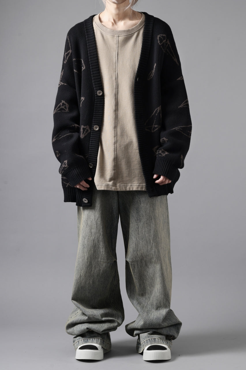 画像をギャラリービューアに読み込む, A.F ARTEFACT PYRA PATTERN COTTON KNIT CARDIGAN (BLACK x BROWN)