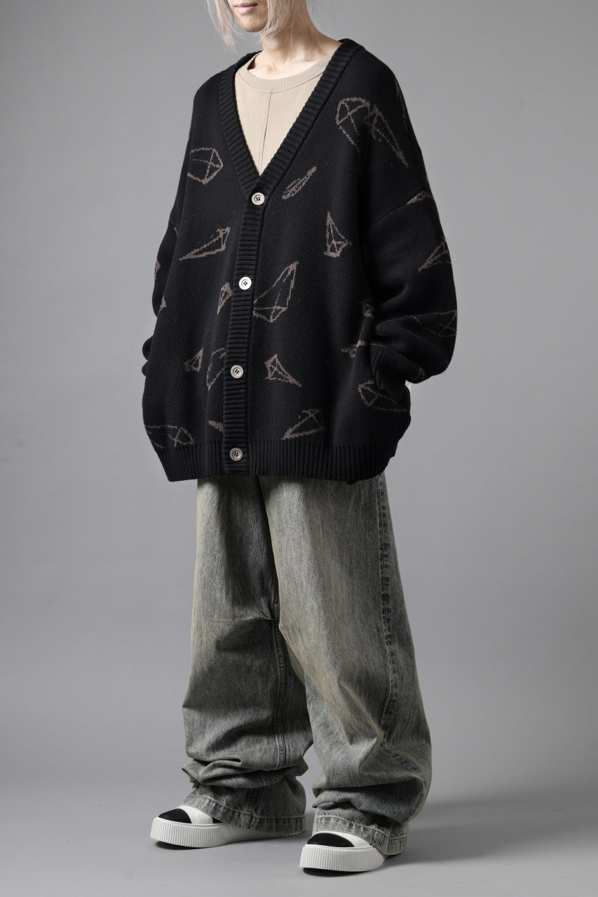 画像をギャラリービューアに読み込む, A.F ARTEFACT PYRA PATTERN COTTON KNIT CARDIGAN (BLACK x BROWN)