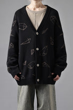画像をギャラリービューアに読み込む, A.F ARTEFACT PYRA PATTERN COTTON KNIT CARDIGAN (BLACK x BROWN)
