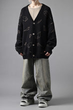 画像をギャラリービューアに読み込む, A.F ARTEFACT PYRA PATTERN COTTON KNIT CARDIGAN (BLACK x BROWN)