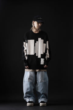 画像をギャラリービューアに読み込む, A.F ARTEFACT GEO PATTERN KNIT TOPS (BLACK x BEIGE)