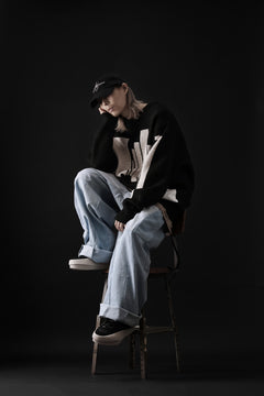 画像をギャラリービューアに読み込む, A.F ARTEFACT GEO PATTERN KNIT TOPS (BLACK x BEIGE)