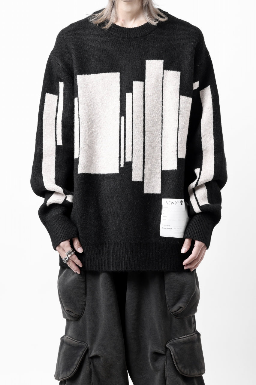 画像をギャラリービューアに読み込む, A.F ARTEFACT GEO PATTERN KNIT TOPS (BLACK x BEIGE)