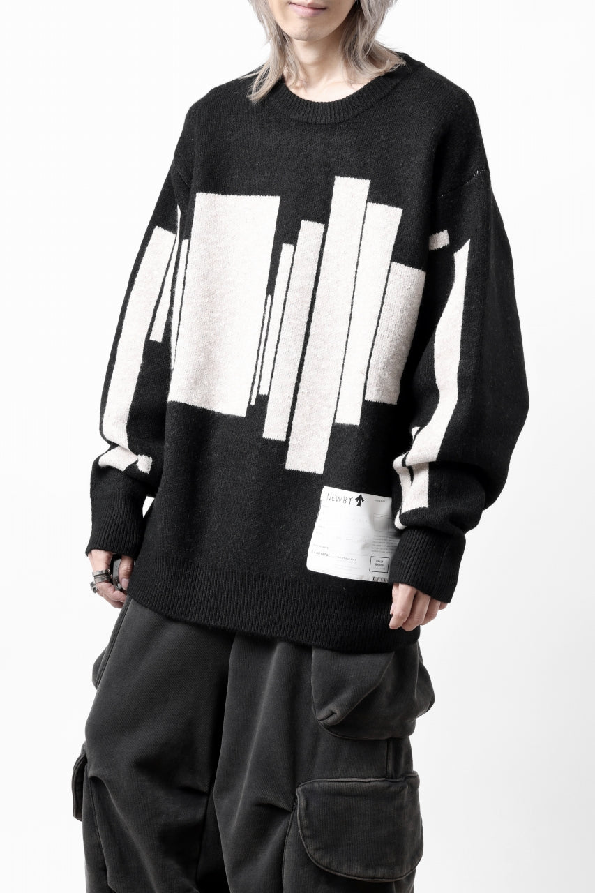 画像をギャラリービューアに読み込む, A.F ARTEFACT GEO PATTERN KNIT TOPS (BLACK x BEIGE)