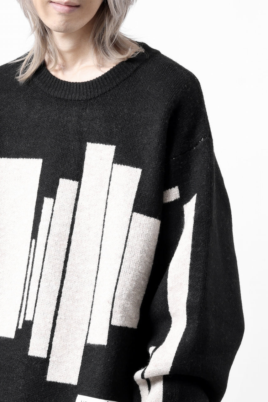 画像をギャラリービューアに読み込む, A.F ARTEFACT GEO PATTERN KNIT TOPS (BLACK x BEIGE)