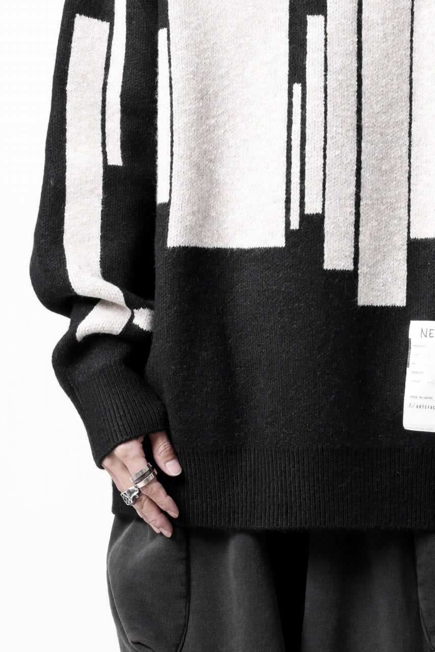 画像をギャラリービューアに読み込む, A.F ARTEFACT GEO PATTERN KNIT TOPS (BLACK x BEIGE)