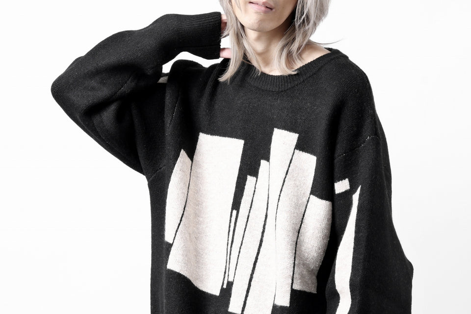 画像をギャラリービューアに読み込む, A.F ARTEFACT GEO PATTERN KNIT TOPS (BLACK x BEIGE)