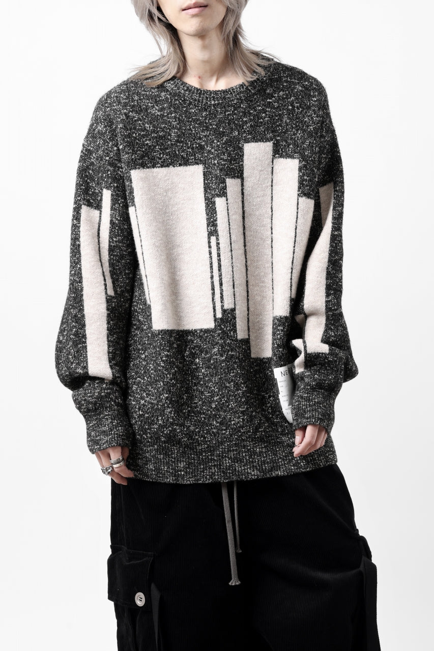 画像をギャラリービューアに読み込む, A.F ARTEFACT GEO PATTERN KNIT TOPS (GREY x BEIGE)